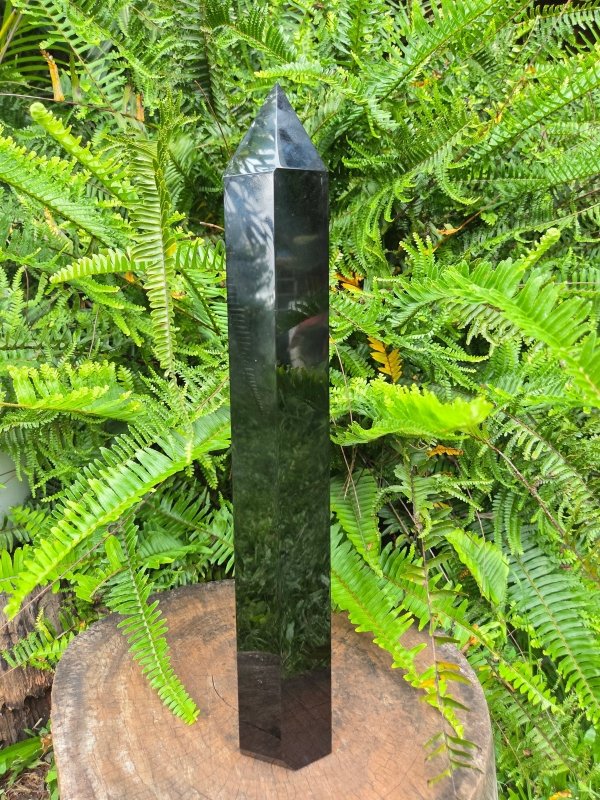 Large Black Obsidian Tower Point Generator 41cm - Crystals Australia