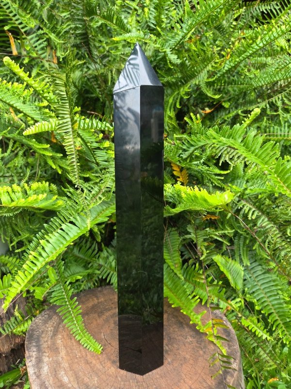 Large Black Obsidian Tower Point Generator 41cm - Crystals Australia