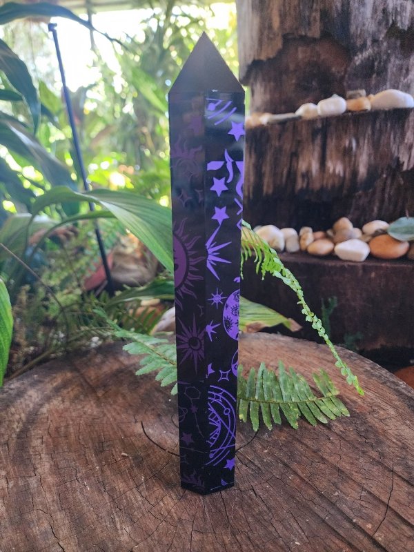 Large Black Obsidian Tower Point Generator - Crystals Australia