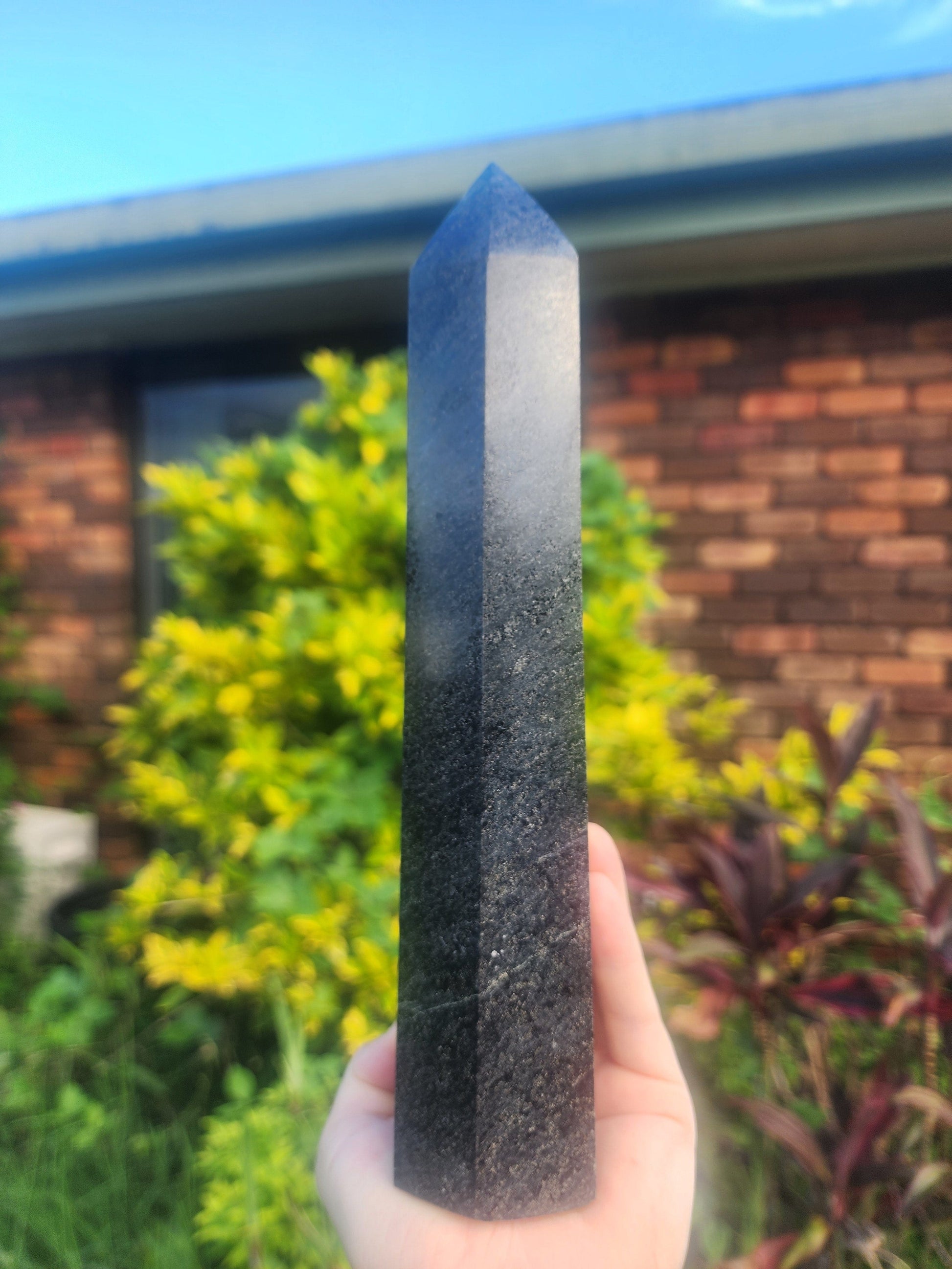 Large Black Tourmaline Crystal Tower Point 1314g 24cm Australia