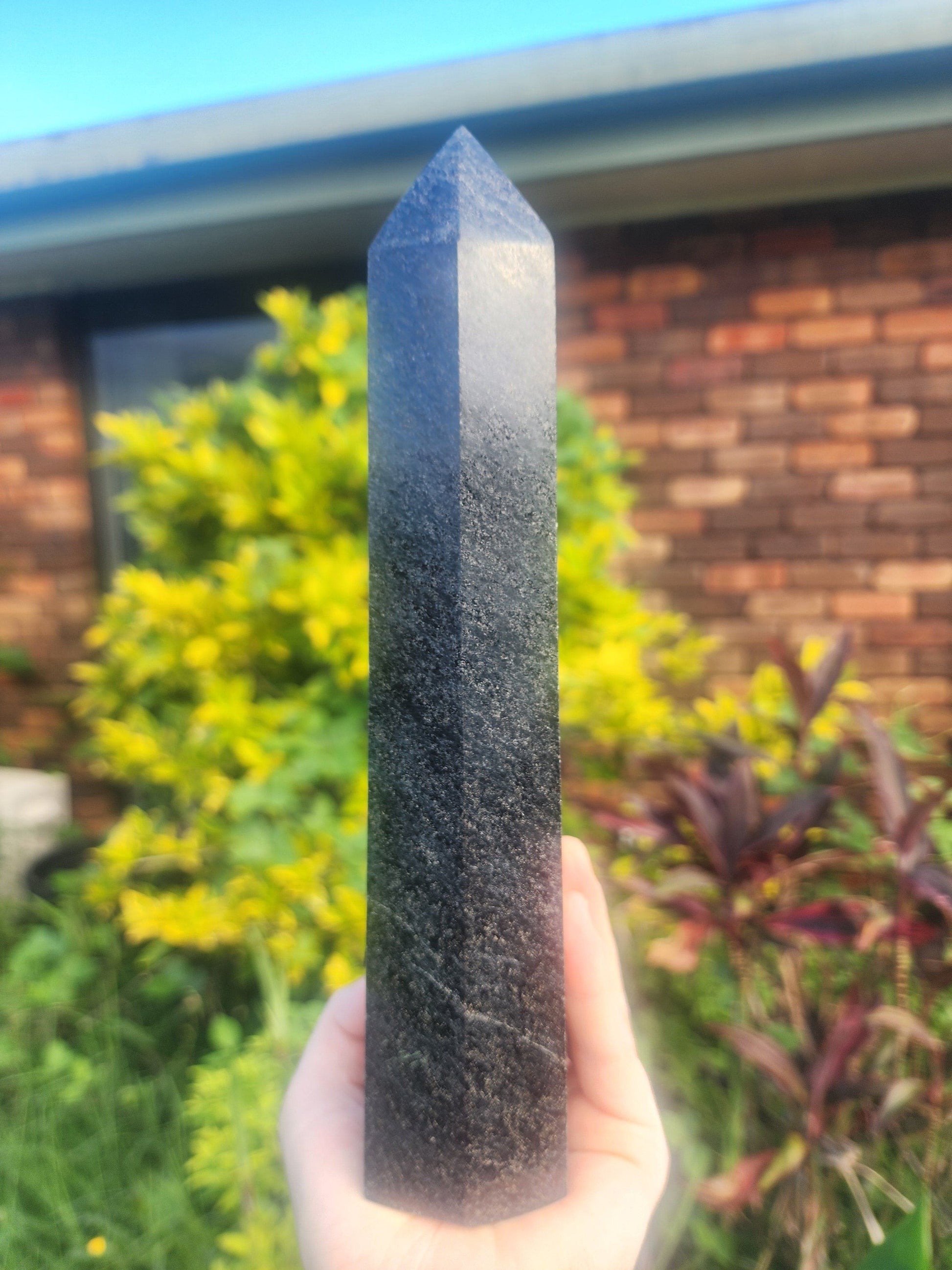 Large Black Tourmaline Crystal Tower Point 1314g 24cm Australia