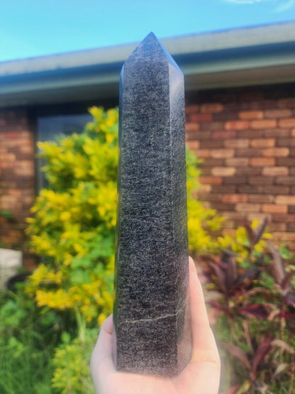 Large Black Tourmaline Crystal Tower Point 24cm - Crystals Australia