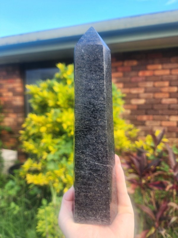 Large Black Tourmaline Crystal Tower Point 24cm - Crystals Australia