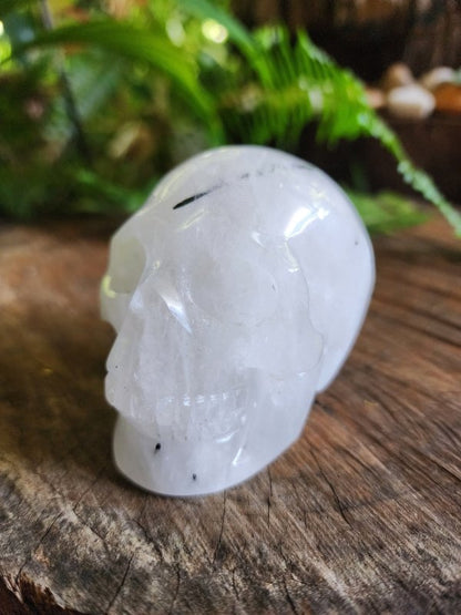 Large Black Tourmaline in Quartz Crystal Skull Carving - Carving Australia