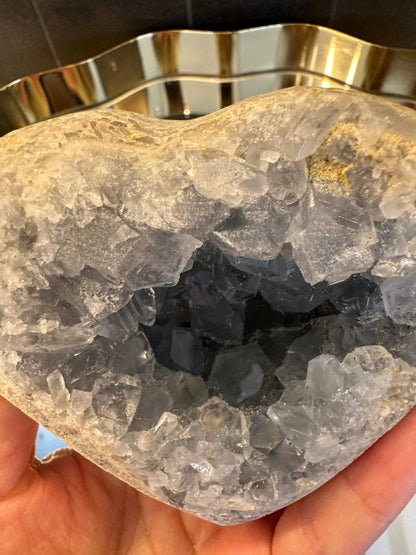 Large Blue Celestite Heart Cluster 530g - Crystals Australia
