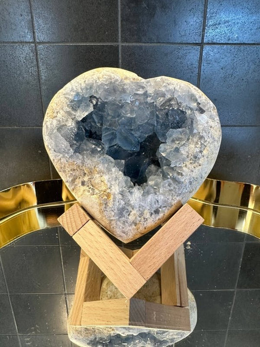 Large Blue Celestite Heart Cluster 530g - Crystals Australia