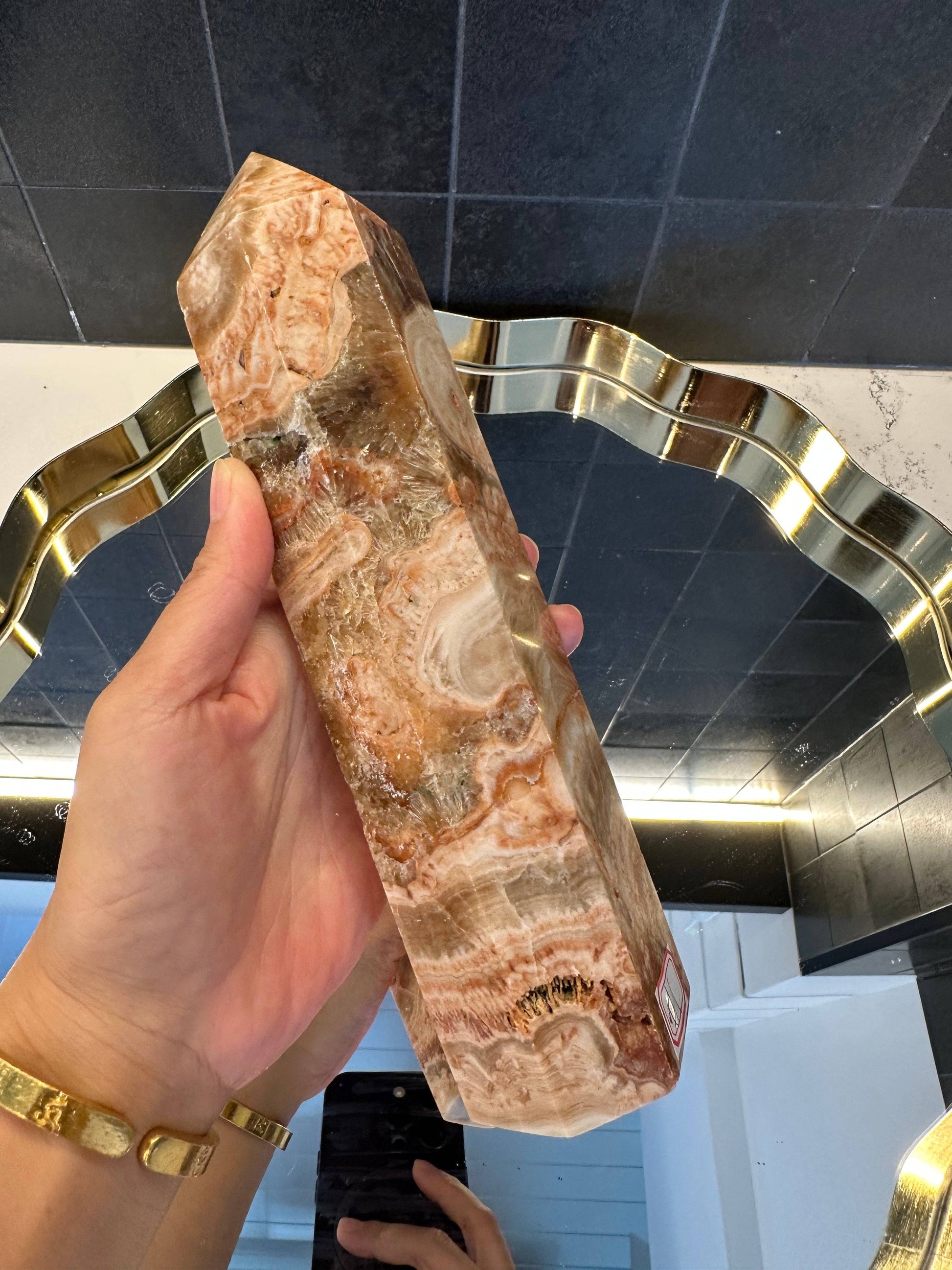 Crystals Large Cherry Blossom Flower Agate Tower Point 1045g Australia