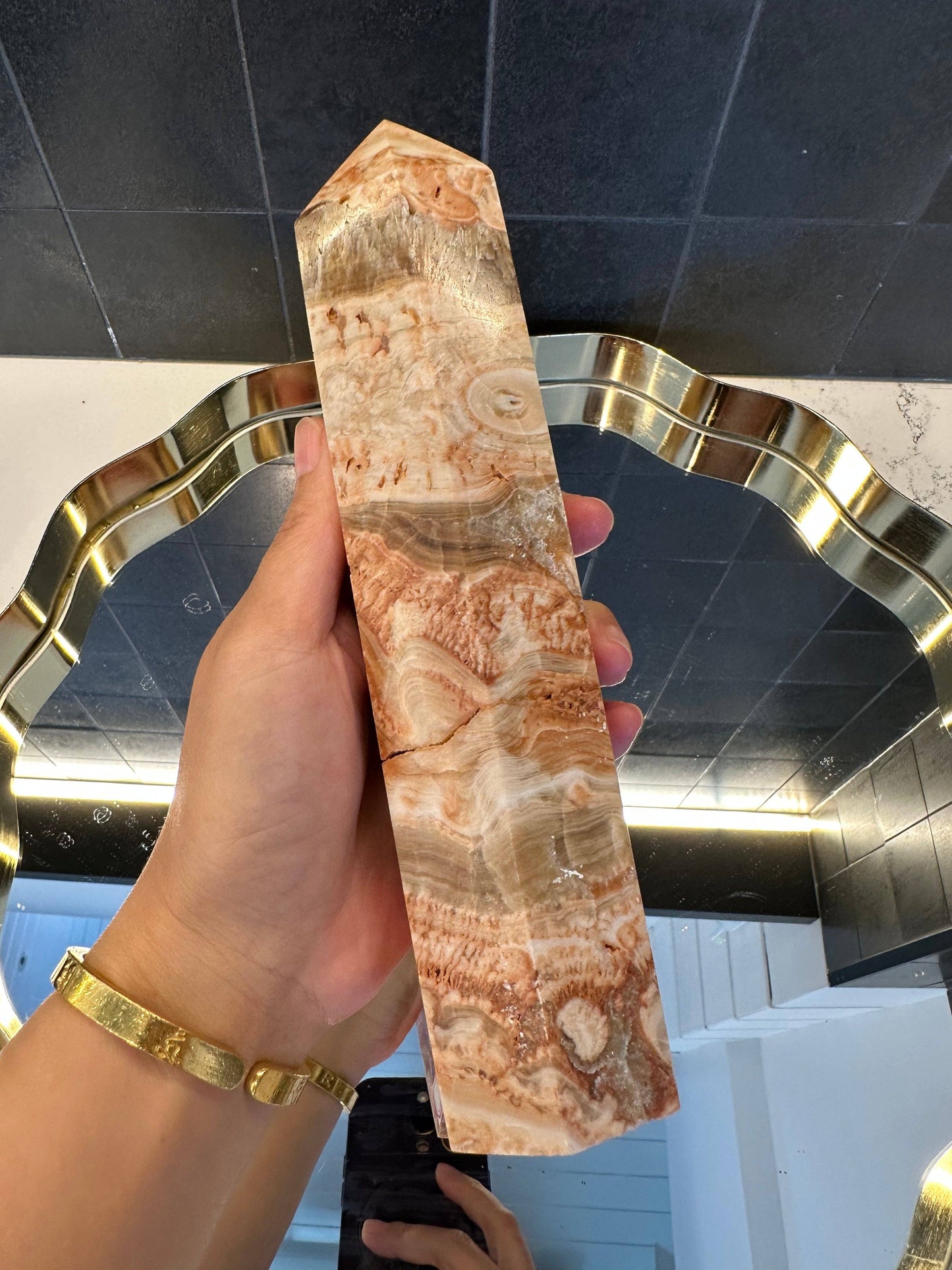 Crystals Large Cherry Blossom Flower Agate Tower Point 1045g Australia