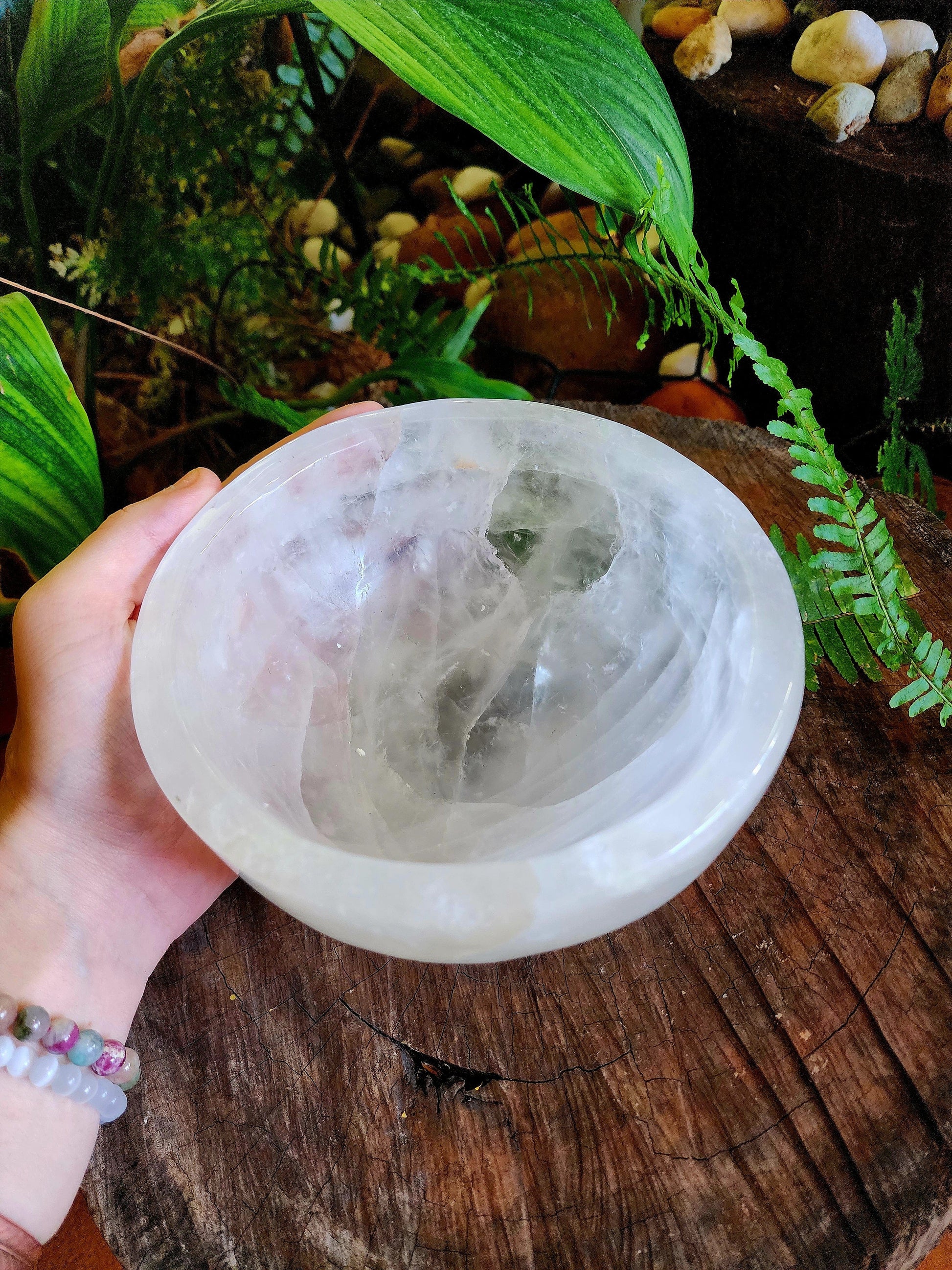 Carving Large Clear Quartz Crystal Bowl 1508g 15cm Australia