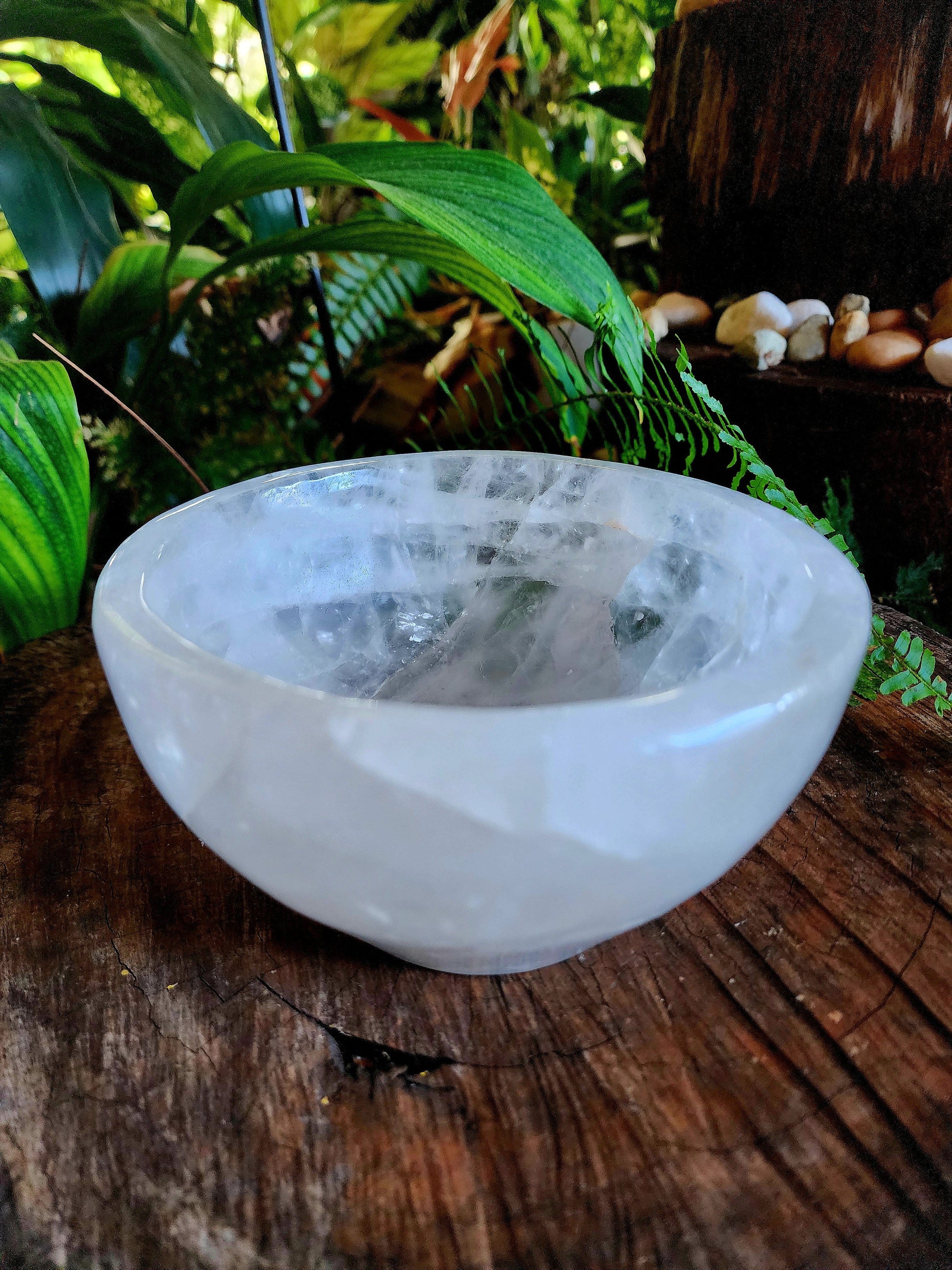 Carving Large Clear Quartz Crystal Bowl 1508g 15cm Australia