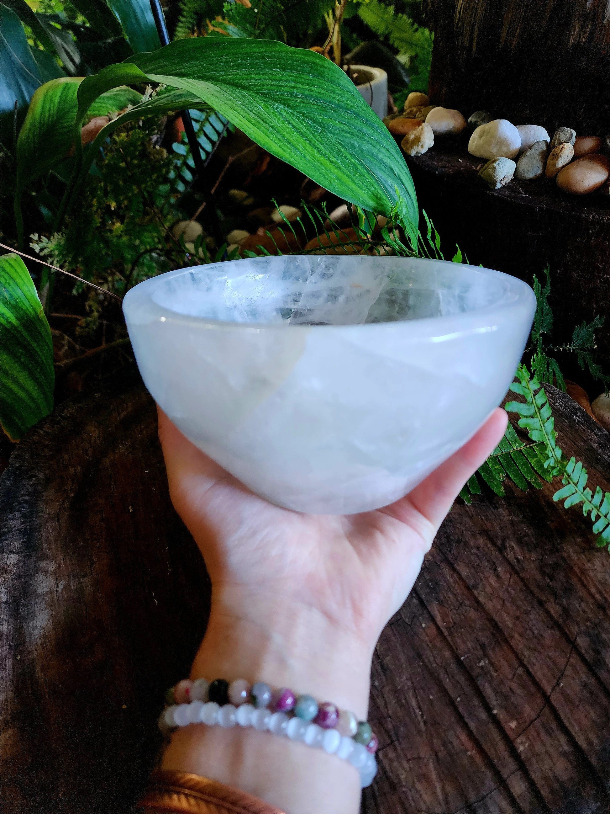 Carving Large Clear Quartz Crystal Bowl 1508g 15cm Australia