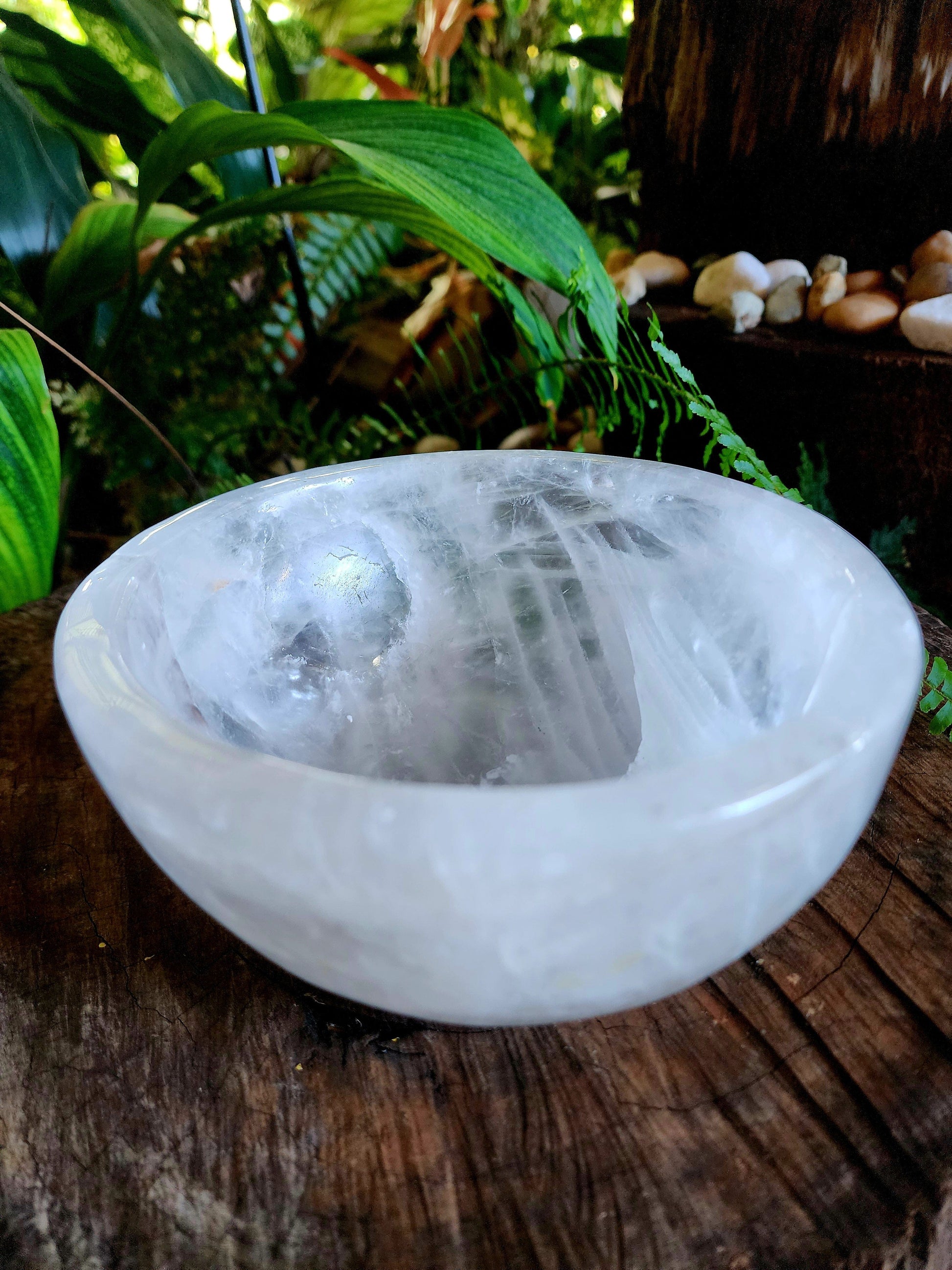 Carving Large Clear Quartz Crystal Bowl 1508g 15cm Australia