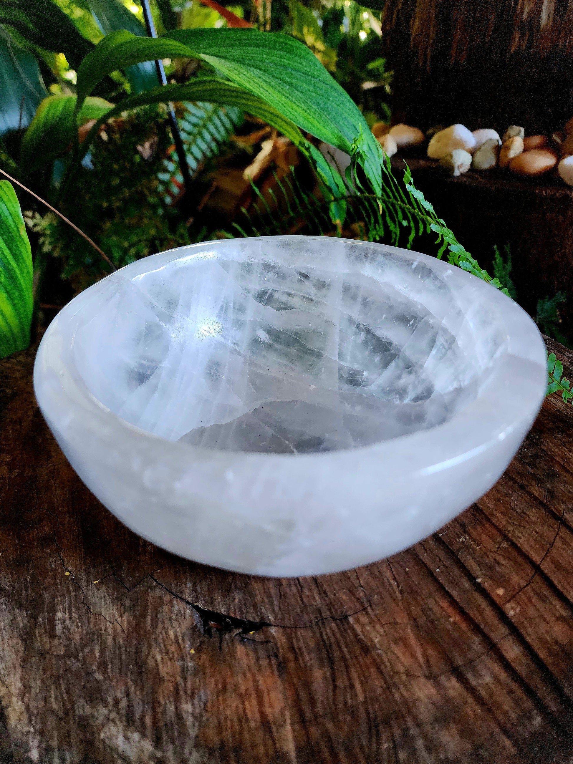 Carving Large Clear Quartz Crystal Bowl 1508g 15cm Australia