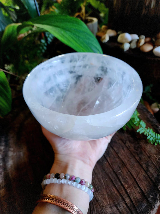 Carving Large Clear Quartz Crystal Bowl 1508g 15cm Australia