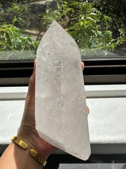 Large Clear Quartz Crystal Twin Tower Point - Crystals Australia