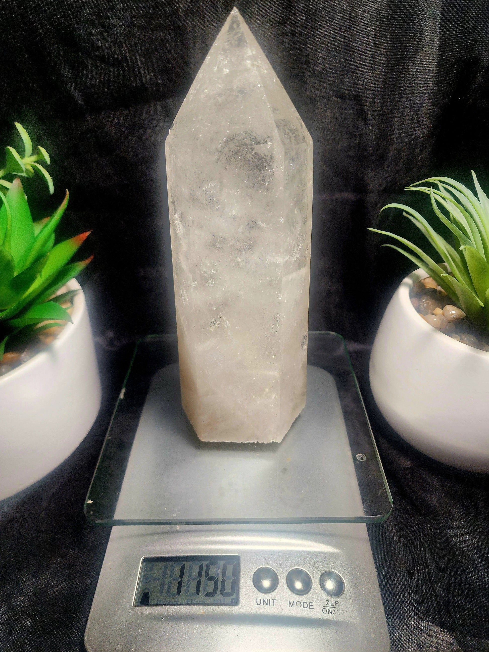 Crystals Large Clear Quartz Tower Point 1150g 20cm Australia
