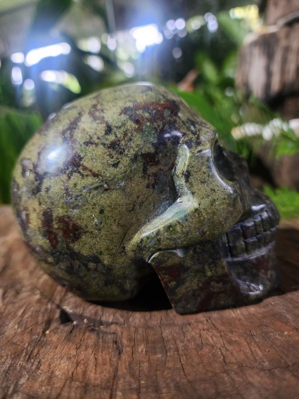 Large Dragon Blood Jasper Crystal Carved Skull 1.2kg - Carving Australia