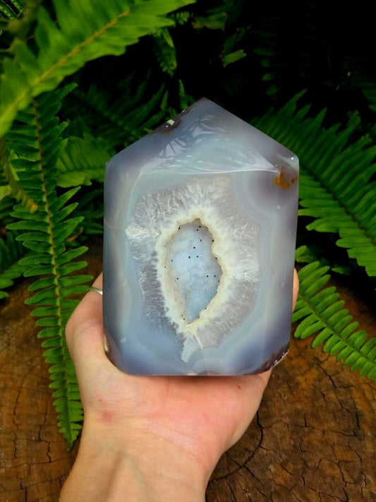 Large Druzy Agate Crystal Tower Point - Crystals Australia