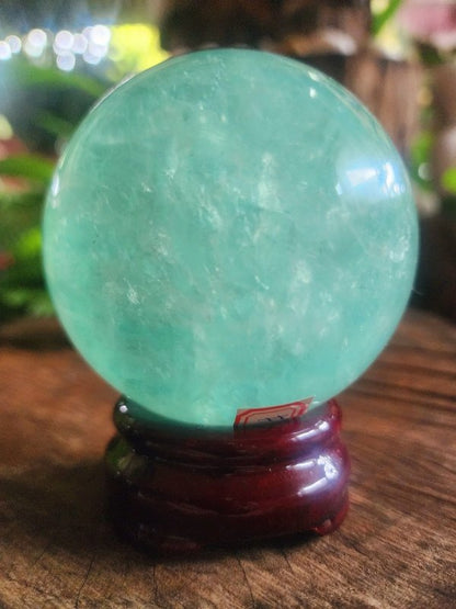 Large Green Fluorite Crystal Sphere 7.5cm High Quality - Crystals Australia