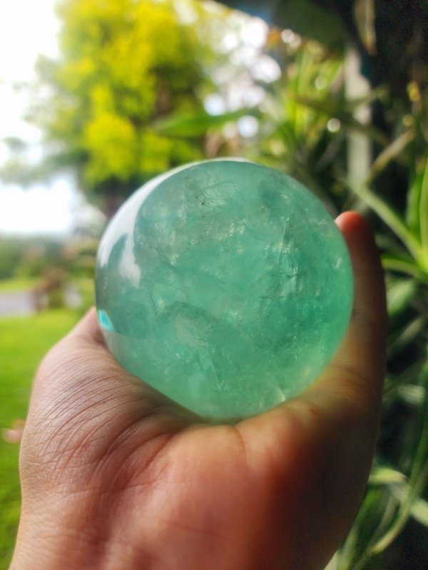 Large Green Fluorite Crystal Sphere 7.5cm High Quality - Crystals Australia