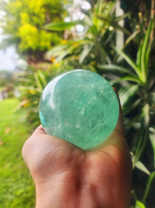 Large Green Fluorite Crystal Sphere 7.5cm High Quality - Crystals Australia