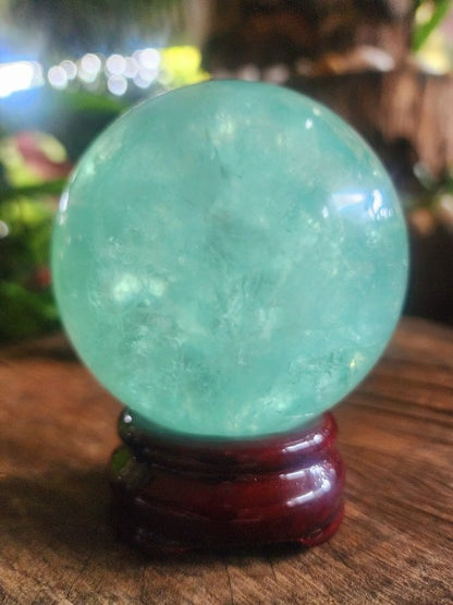 Large Green Fluorite Crystal Sphere 7.5cm High Quality - Crystals Australia