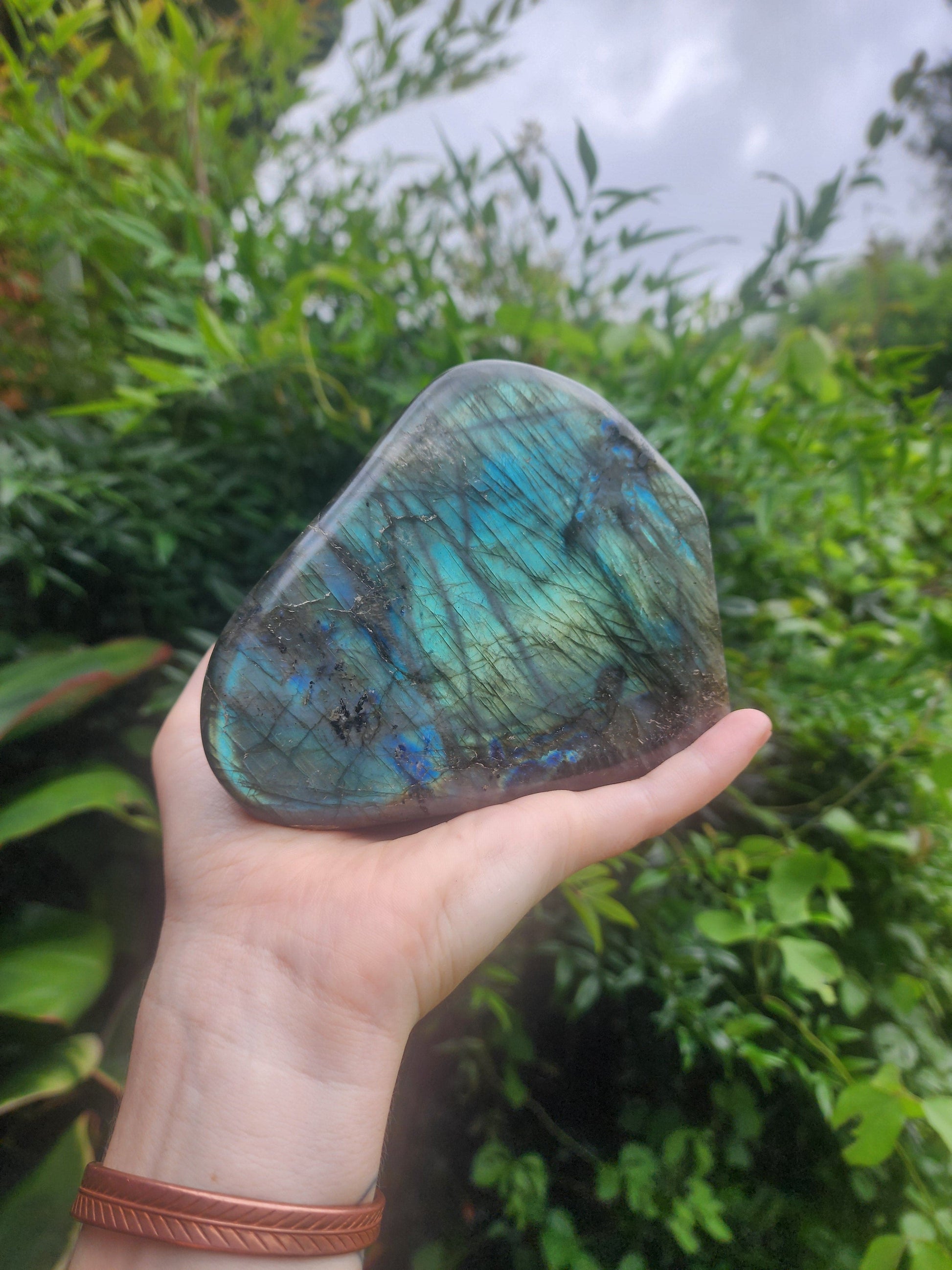 Crystals Large Labradorite Freeform Polished Slab 1032g Australia