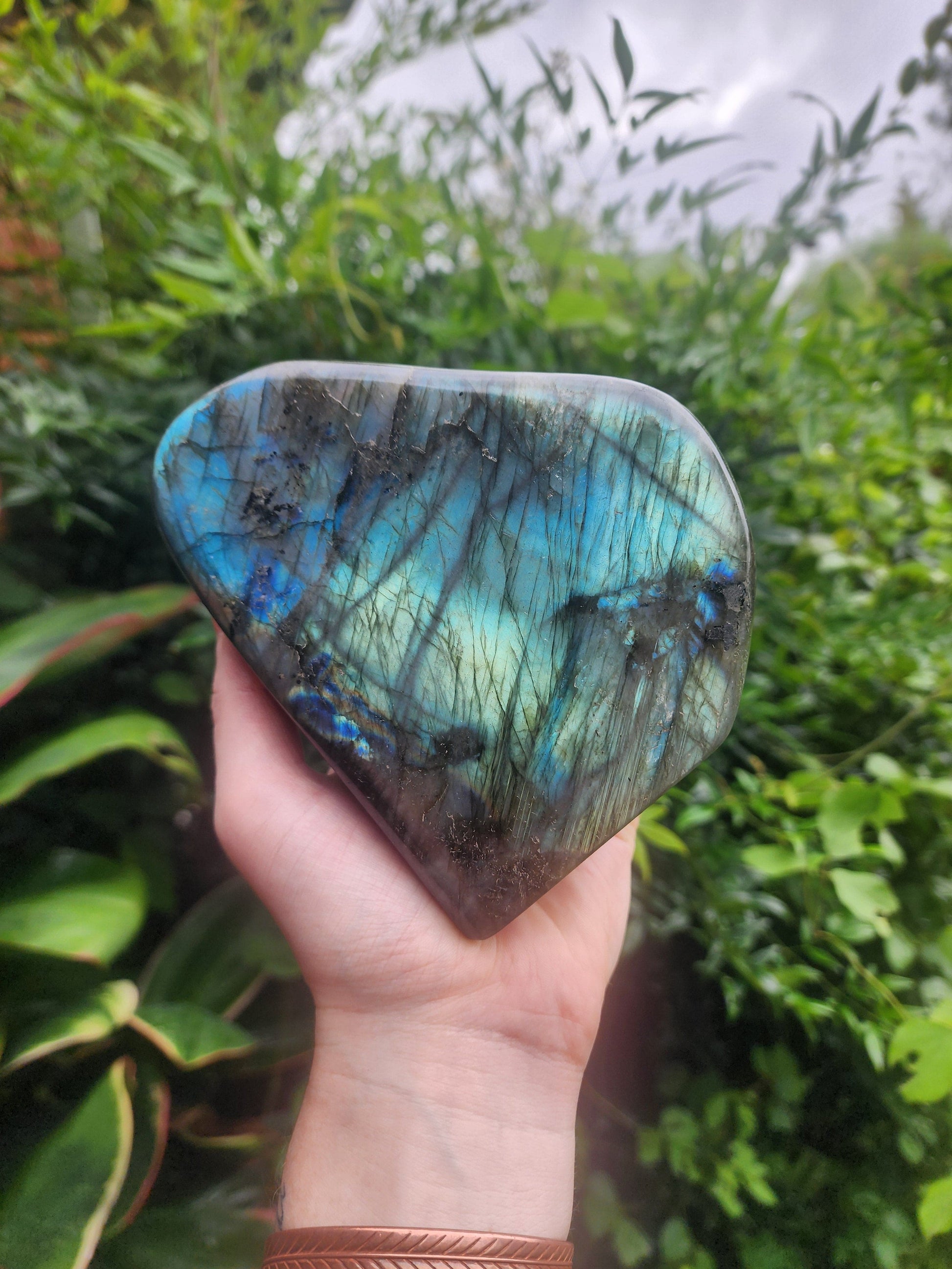 Crystals Large Labradorite Freeform Polished Slab 1032g Australia
