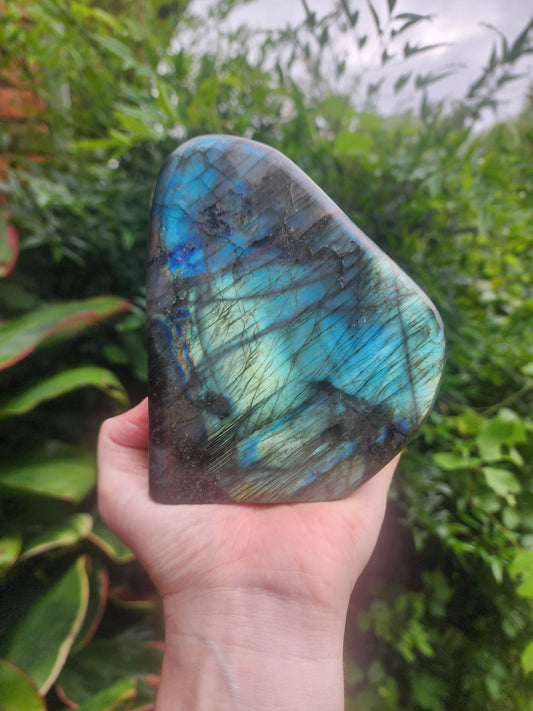 Crystals Large Labradorite Freeform Polished Slab 1032g Australia