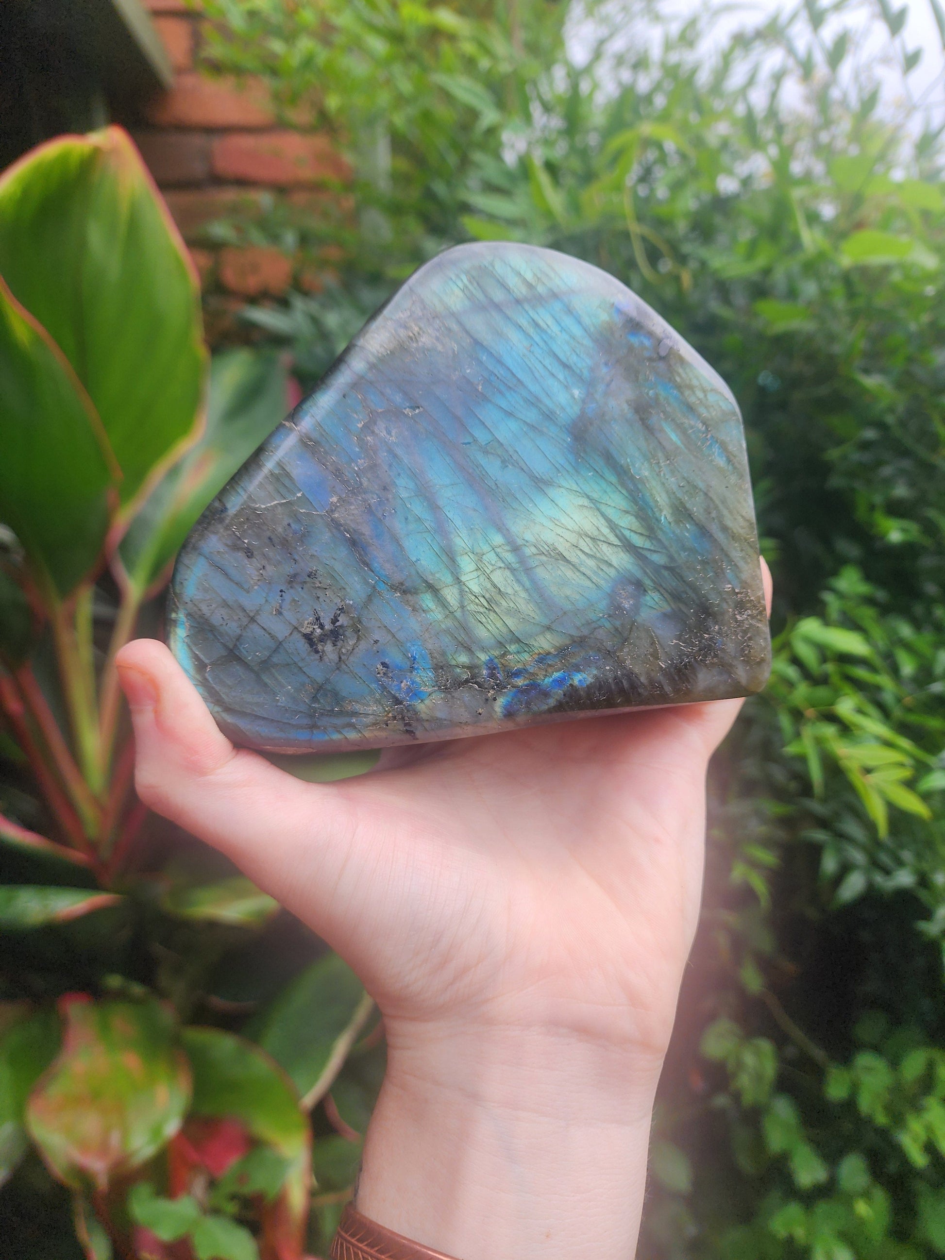 Crystals Large Labradorite Freeform Polished Slab 1032g Australia