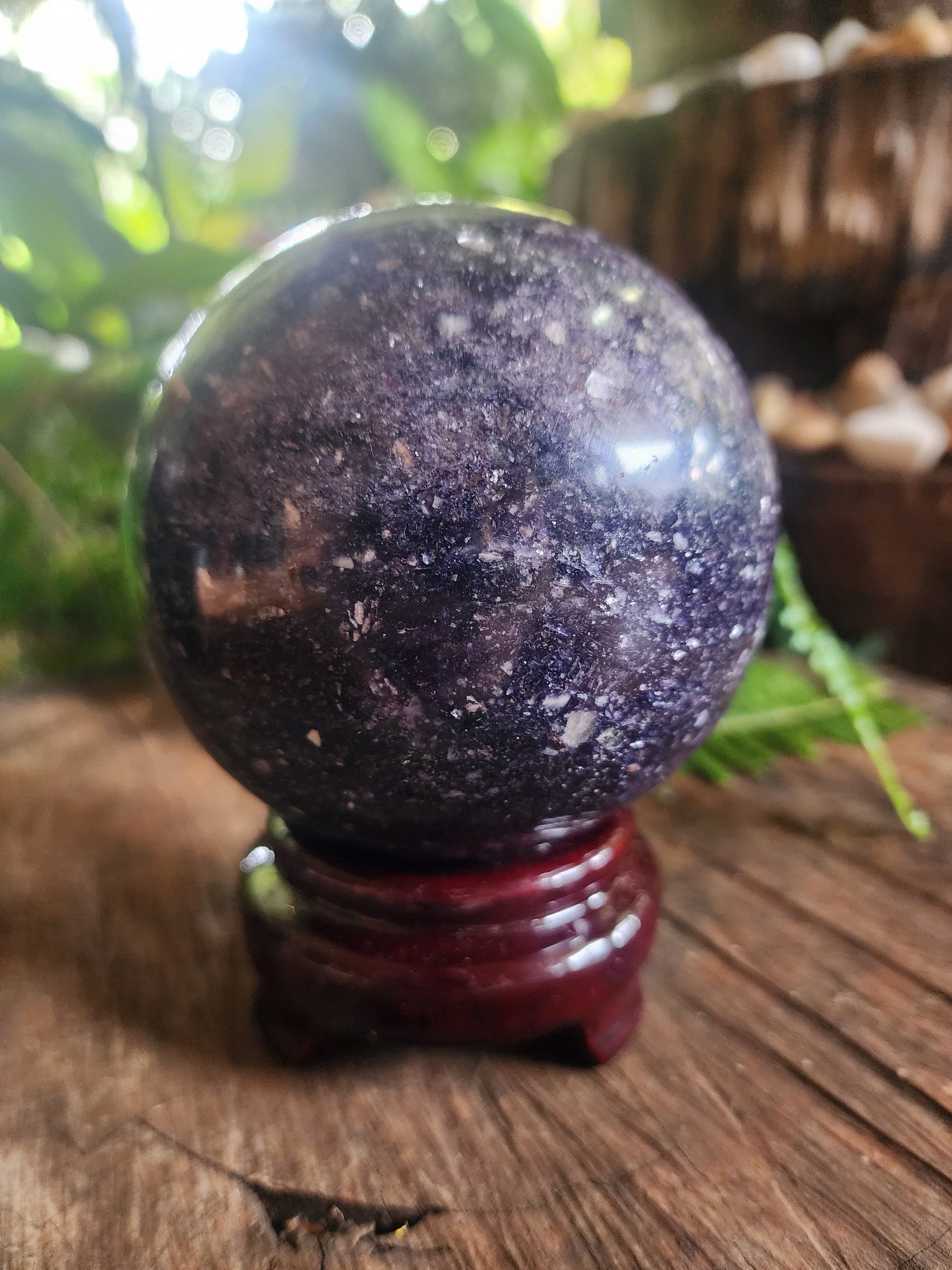 Crystals Large Lepidolite Sphere AAA Grade 1052g