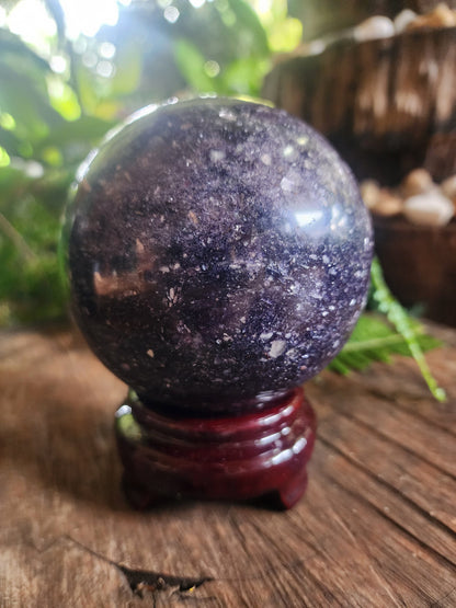 Crystals Large Lepidolite Sphere AAA Grade 1052g
