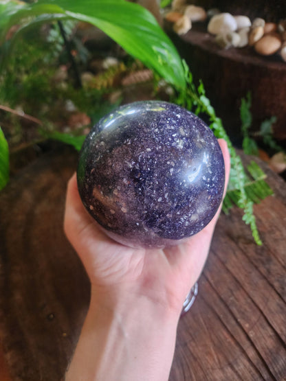Crystals Large Lepidolite Sphere AAA Grade 1052g