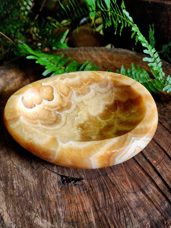 Large Orange Calcite Bowl Carving 16cm - Carving Australia