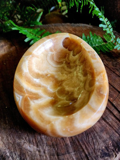 Large Orange Calcite Bowl Carving 16cm - Carving Australia