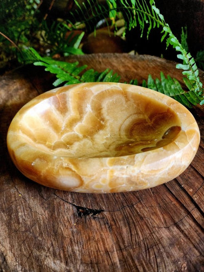 Large Orange Calcite Bowl Carving 16cm - Carving Australia