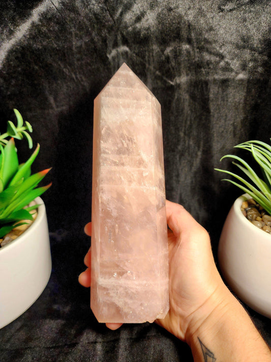 Large Pink Rose Quartz Tower Point 1192g Australia