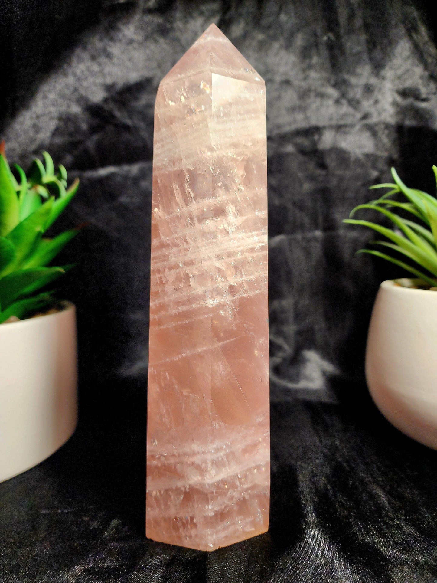 Large Pink Rose Quartz Tower Point 1192g Australia