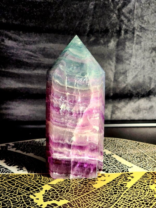 Large Rainbow Fluorite Crystal Tower Point 1127g - Crystals Australia