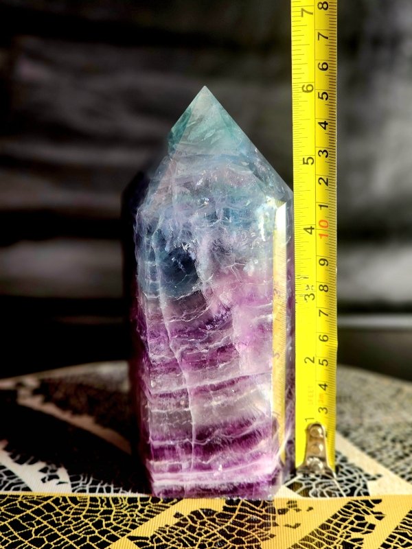 Large Rainbow Fluorite Crystal Tower Point 1127g - Crystals Australia
