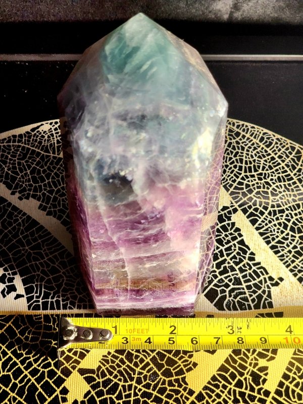 Large Rainbow Fluorite Crystal Tower Point 1127g - Crystals Australia