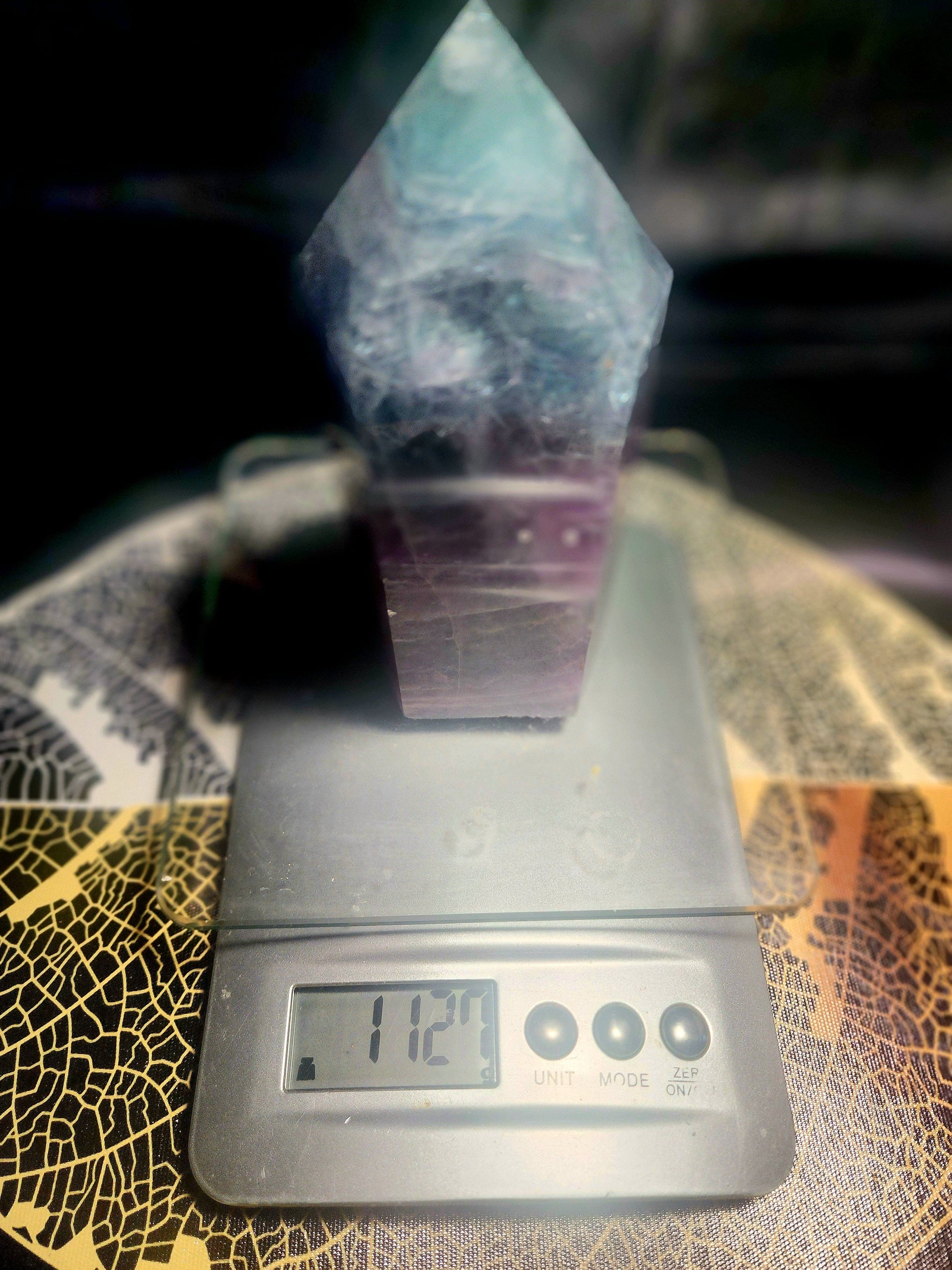 Crystals Large Rainbow Fluorite Crystal Tower Point 1127g