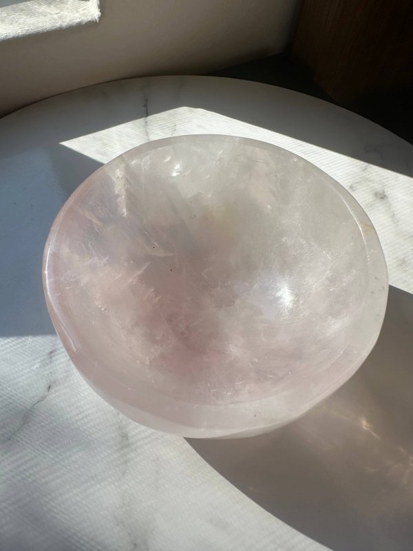 Large Rose Quartz Bowl Carving 12.5cm - Crystals Australia