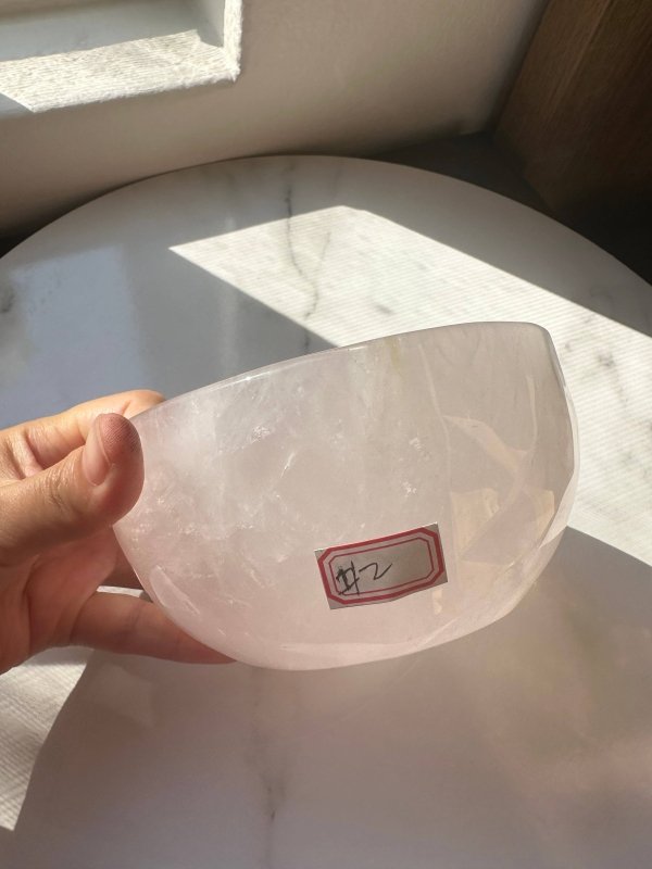 Large Rose Quartz Bowl Carving 12.5cm - Crystals Australia