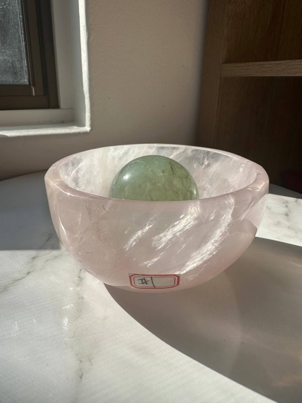Large Rose Quartz Carved Bowl 12.5cm - Crystals Australia
