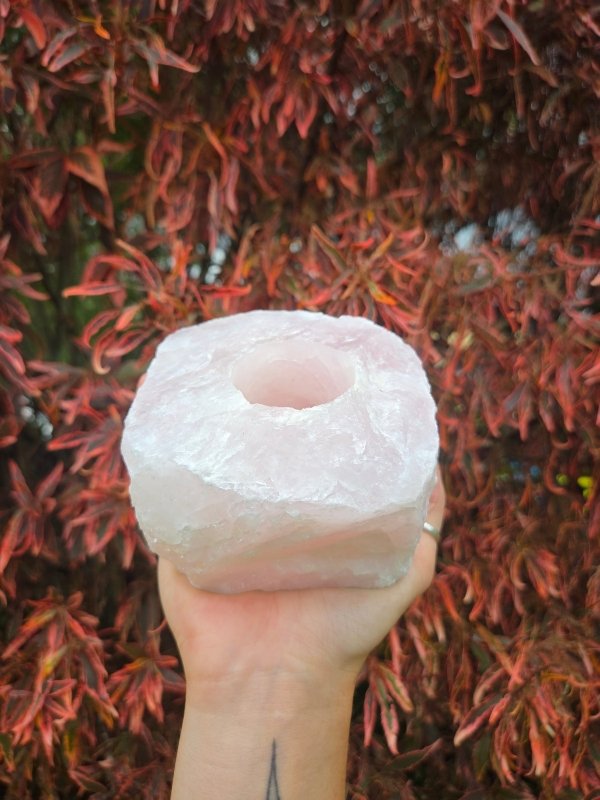 Large Rose Quartz Crystal Candle Holders 1.2kg - Crystals Australia