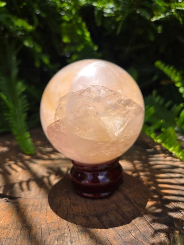Large Rose Quartz Crystal Sphere - Crystals Australia