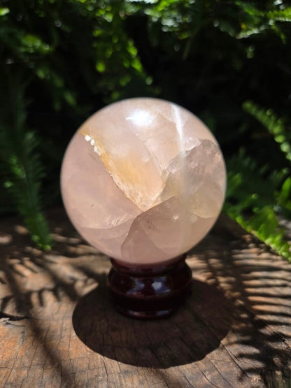 Large Rose Quartz Crystal Sphere - Crystals Australia