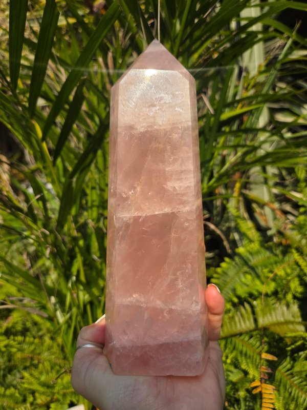 Large Rose Quartz Crystal Tower Point - Crystals Australia