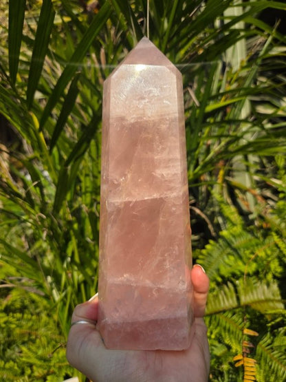Large Rose Quartz Crystal Tower Point - Crystals Australia